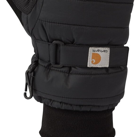 Womens Quilted Insulated Mittens Recycled Ripstop Taffeta Large Black Waterpoof - Picture 6 of 6